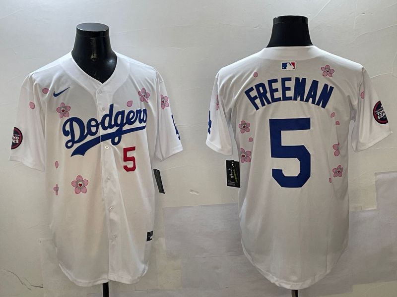 Men Los Angeles Dodgers #5 Freeman White Sakura Edition 2025 Nike MLB Jersey style 8->los angeles dodgers->MLB Jersey